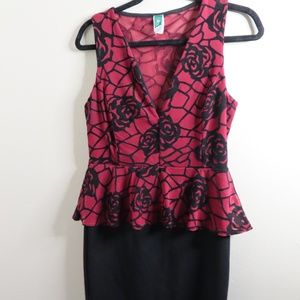 Beauitful Sexy Red/Black Rose Dress